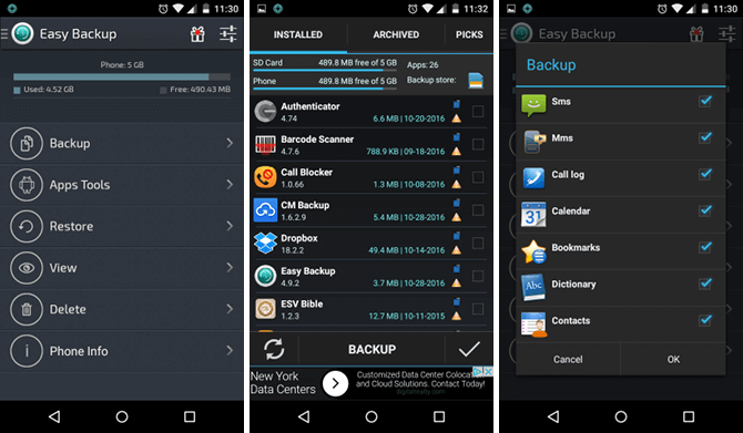 Easy Backup & Restore ile yedekleme ve onarım.