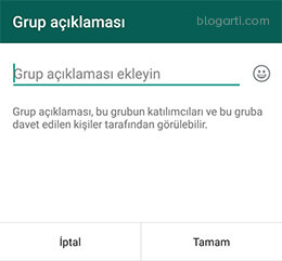 WhatsApp grup açıklaması
