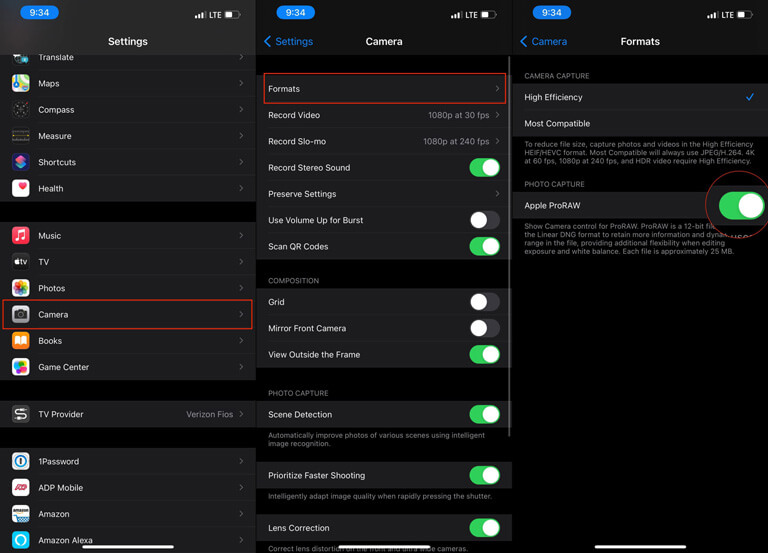 apple proraw aktif etme