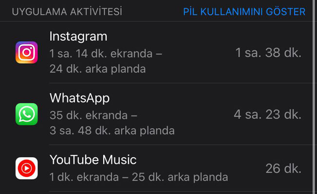 iphone pil kullanımı