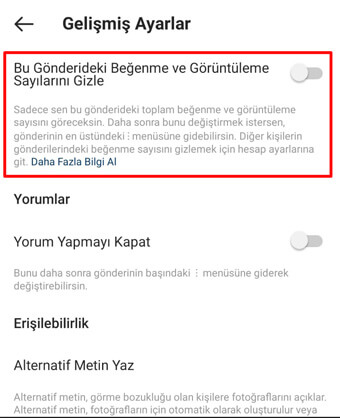 Instagram beğeni gizleme