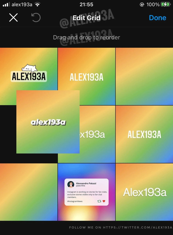 Instagram edit grid